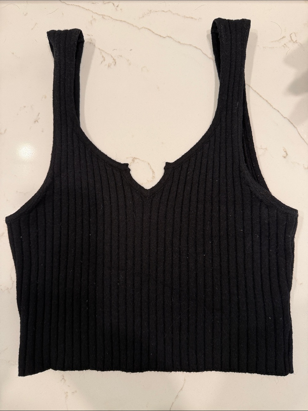Urban Outfitters Black Ribbed Sleeveless V-Notch Crop Tank
